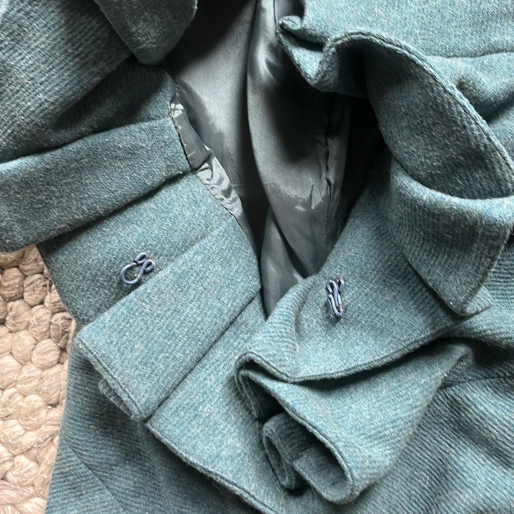 Tabitha Anthropologie Teal wool blend ruffle front blazer - Picture 7 of 10